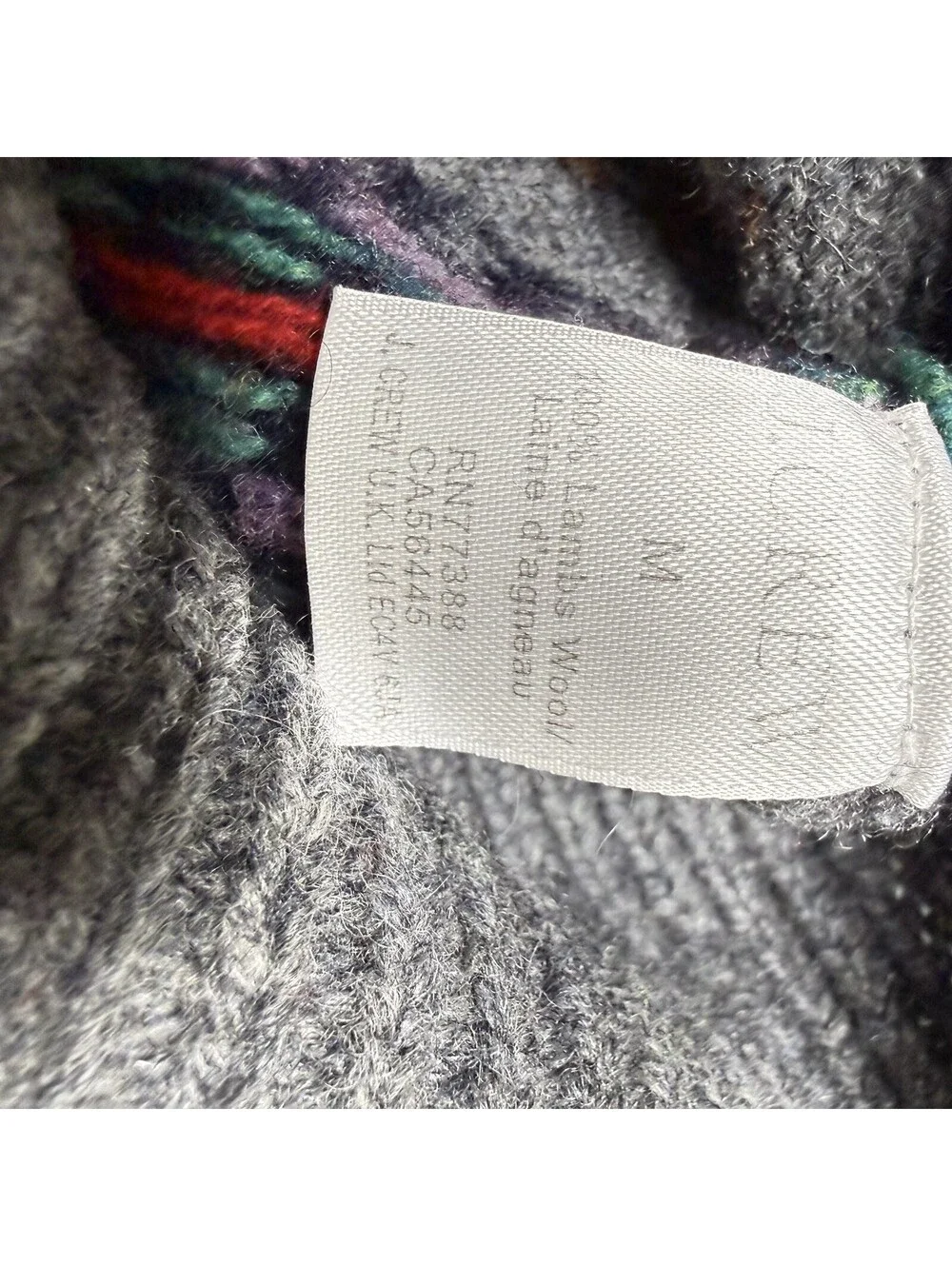 J.CREW 100% Lambswool Sweater Sz M Men's Grey Crewneck Pullover Nordic Fair Isle